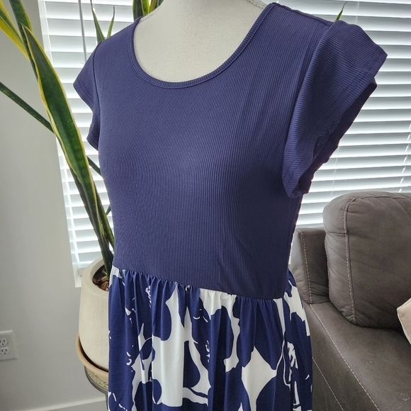 OUGES Summer Floral Short Sleeve Sundress Maxi Dress With Pockets. Size … - Picture 2 of 5